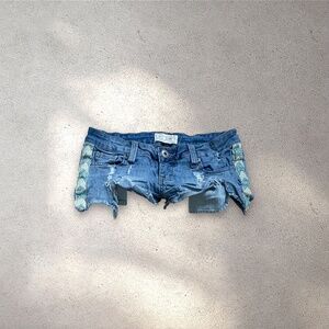 Blue Asphalt Low Rise Micro Denim Shorts